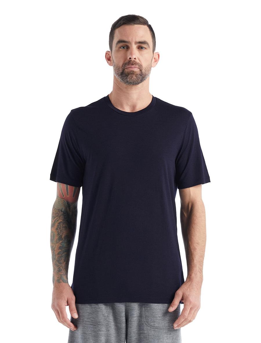 Koszulki Icebreaker Merino Tech Lite II Krótkie Sleeve Tee Męskie Granatowe | PL 1781EBCX